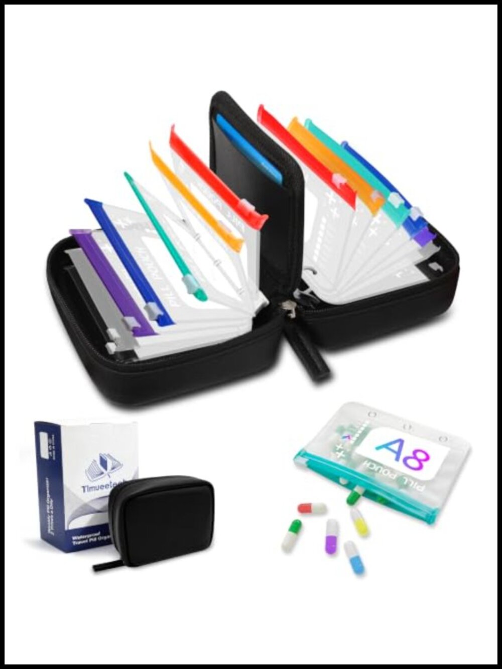 Waterproof Pill Organizer Set Twice Daily 7 Day 14 Pouches Travel Medicine